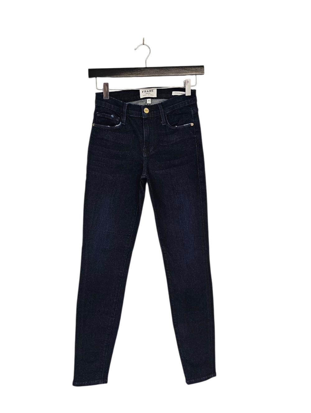 Frame Denim Le Skinny De Jeanne Crop  High Rise Skinny Dark Blue Jeans 25